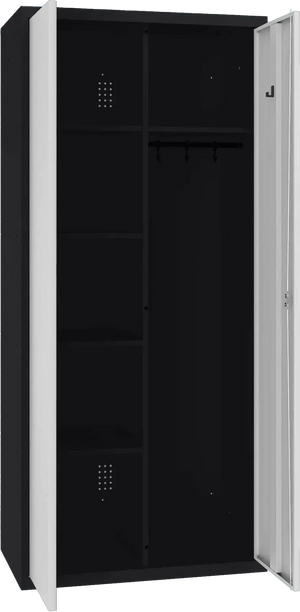 Riputustoruga inventarikapp 1800x800x500 mm – must / helehall
