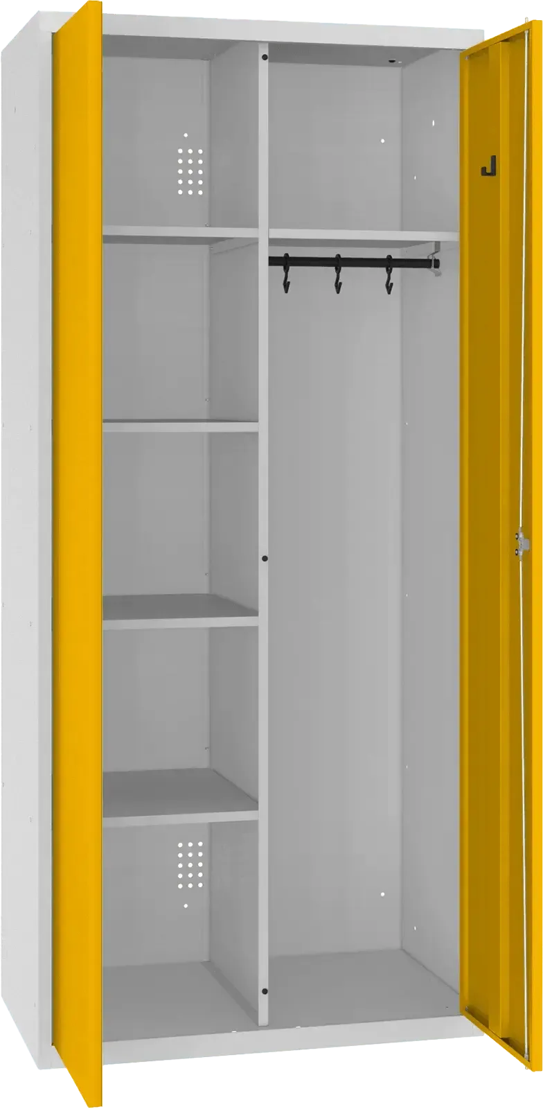 Riputustoruga inventarikapp 1800x800x500 mm – helehall / kollane