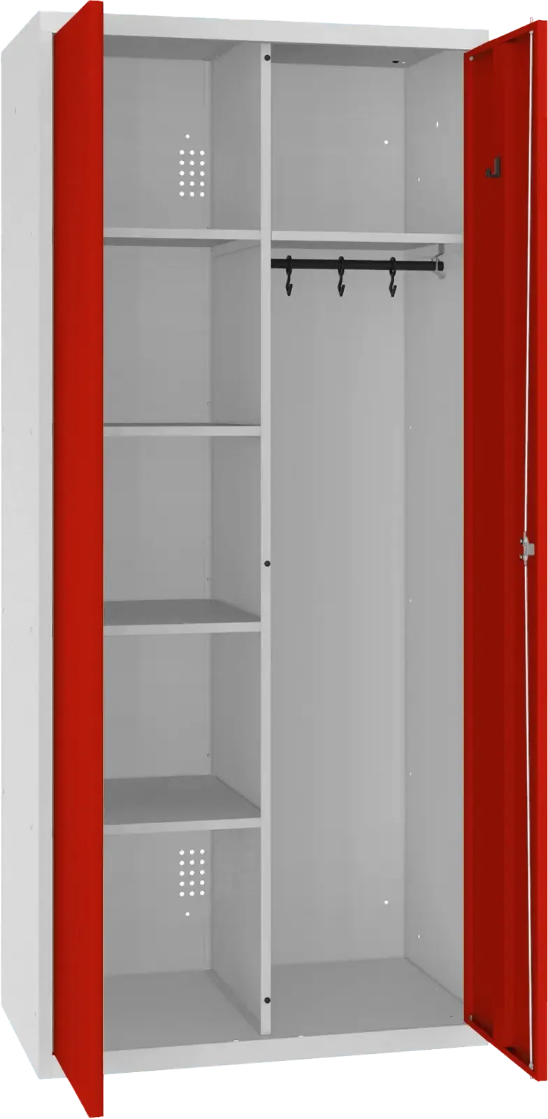 Riputustoruga inventarikapp 1800x800x500 mm – helehall / punane