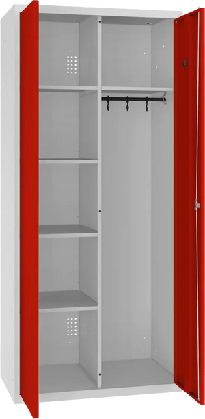Riputustoruga inventarikapp 1800x800x500 mm – helehall / punane