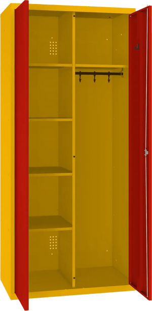 Riputustoruga inventarikapp 1800x800x500 mm – kollane / punane