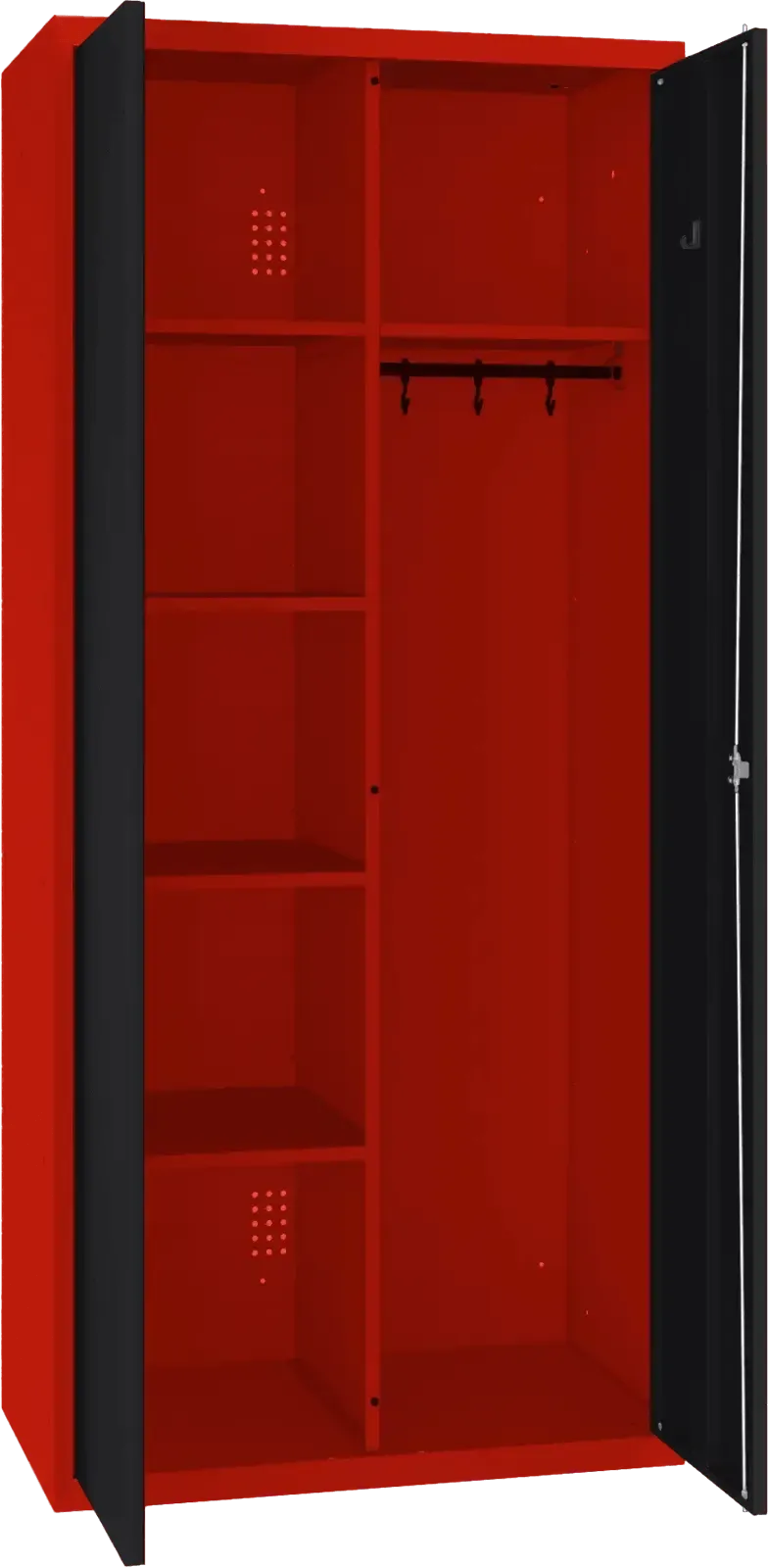 Riputustoruga inventarikapp 1800x800x500 mm – punane / must