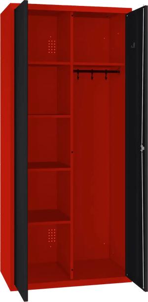 Riputustoruga inventarikapp 1800x800x500 mm – punane / must