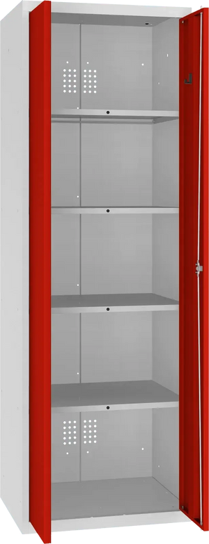 Inventarikapp Classic 1800x600x500 mm – helehall / punane