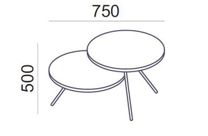 Diivanilaud Round 2, läbimõõt 55 cm, kõrgus 50 ja 77 cm