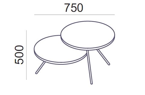 Diivanilaud Round 2, läbimõõt 55 cm, kõrgus 50 ja 77 cm