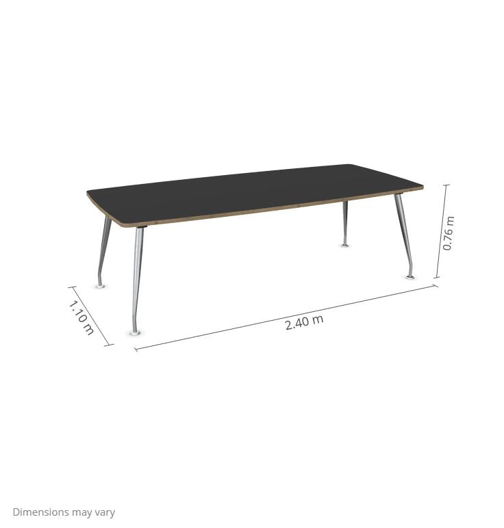 Konverentsilaud Sirium Prestige Chrome, tünnikujuline, 240 cm x 110 cm – must/tamm