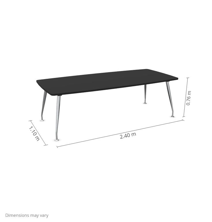 Konverentsilaud Sirium Prestige Chrome, tünnikujuline, 240 cm x 110 cm – must