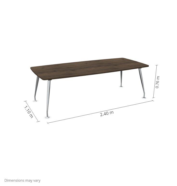 Konverentsilaud Sirium Prestige Chrome, tünnikujuline, 240 cm x 110 cm – pähkel