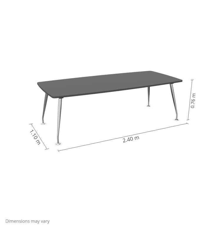 Konverentsilaud Sirium Prestige Chrome, tünnikujuline, 240 cm x 110 cm – grafiit