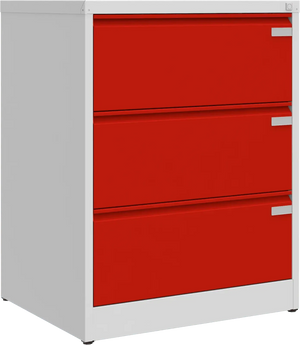 Metallist dokumendikapp Archive, 1007x775x633 mm, A4-formaadile – helehall / punane
