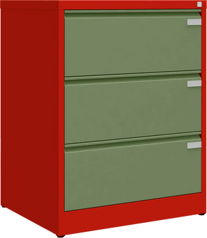 Metallist dokumendikapp Archive, 1007x775x633 mm, A4-formaadile – punane / roheline