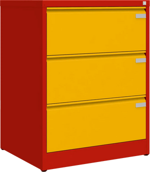 Metallist dokumendikapp Archive, 1007x775x633 mm, A4-formaadile – punane / kollane