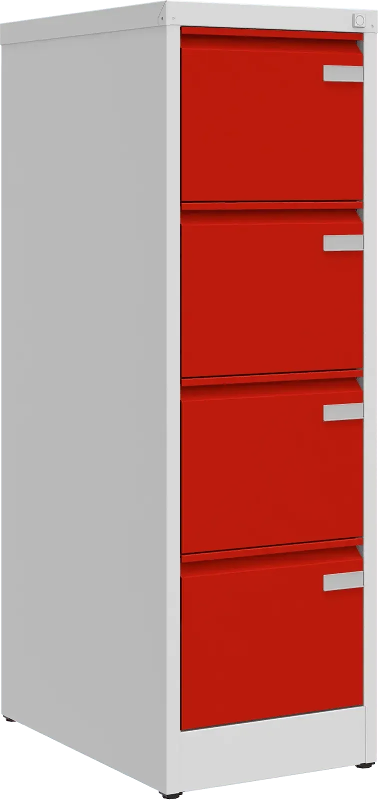 Metallist dokumendikapp Archive, 1292x415x633 mm, A4-formaadile – helehall / punane