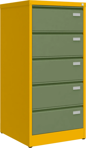 Metallist failikapp Archive, 1292x608x633 mm, B5-formaadile – kollane / roheline