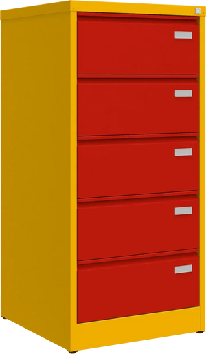 Metallist failikapp Archive, 1292x608x633 mm, B5-formaadile – kollane / punane