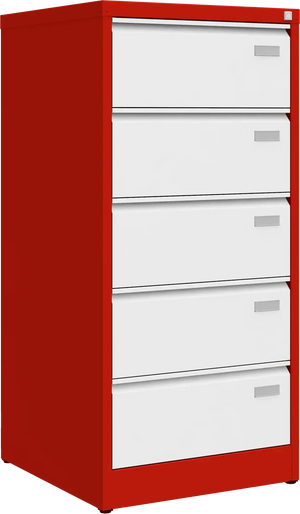 Metallist failikapp Archive, 1292x608x633 mm, B5-formaadile – punane / valge