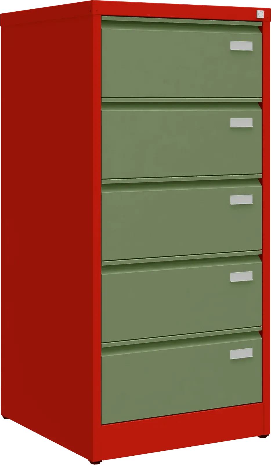 Metallist failikapp Archive, 1292x608x633 mm, B5-formaadile – punane / roheline