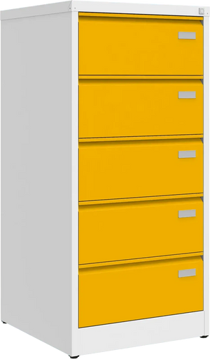 Metallist failikapp Archive, 1292x608x633 mm, B5-formaadile – valge / kollane
