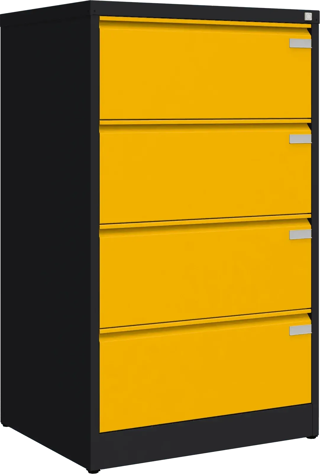 Metallist kartoteegikapp Archive, 1292x775x633 mm, A4-formaadile – must / kollane