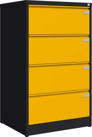 Metallist kartoteegikapp Archive, 1292x775x633 mm, A4-formaadile – must / kollane