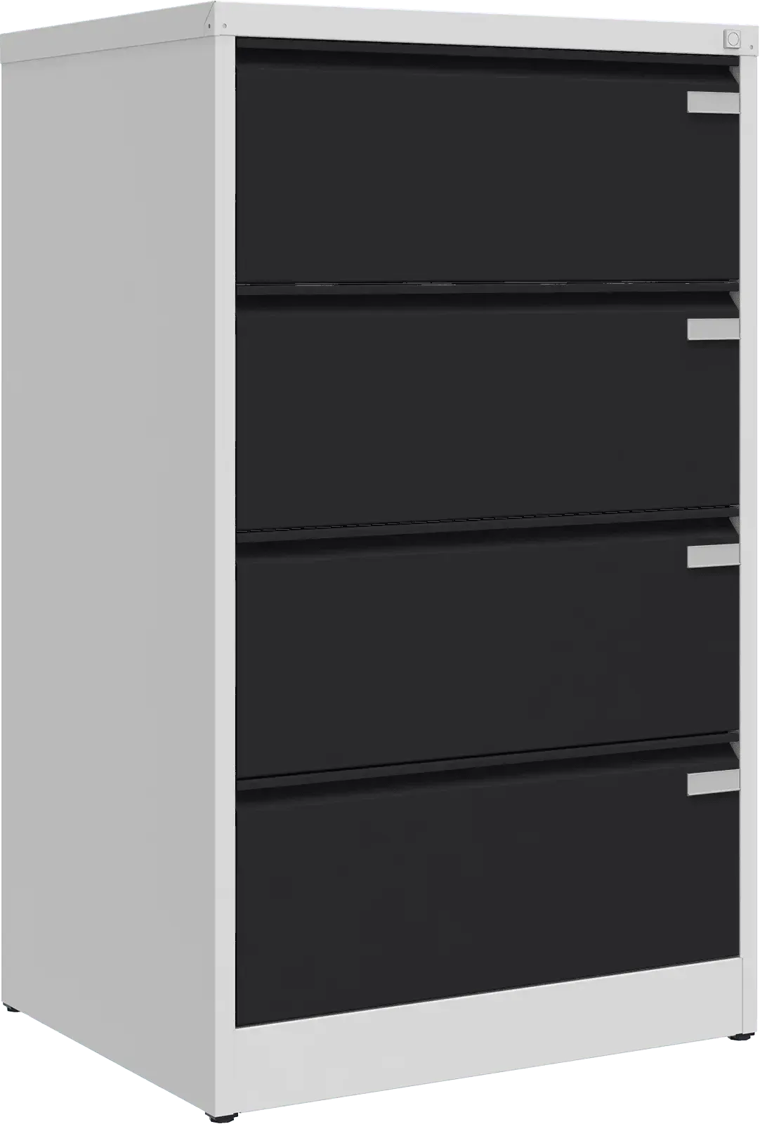 Metallist kartoteegikapp Archive, 1292x775x633 mm, A4-formaadile – helehall / must