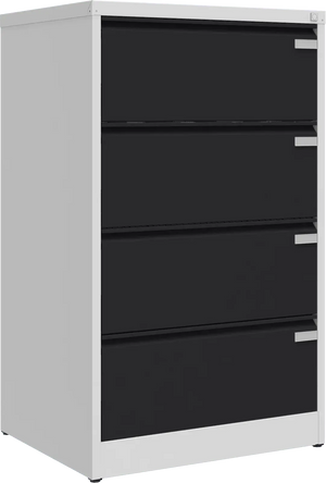 Metallist kartoteegikapp Archive, 1292x775x633 mm, A4-formaadile – helehall / must