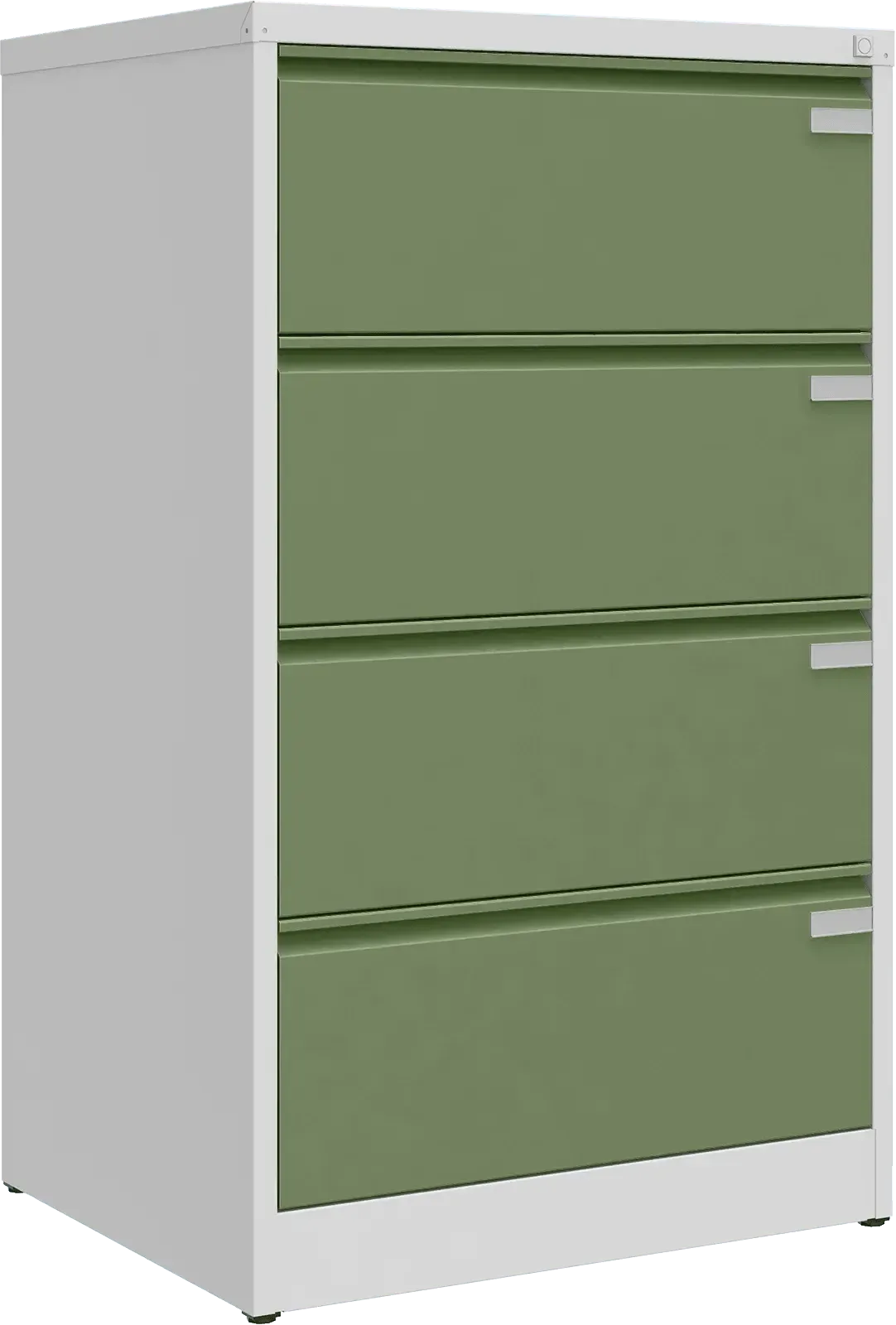 Metallist kartoteegikapp Archive, 1292x775x633 mm, A4-formaadile – helehall / roheline