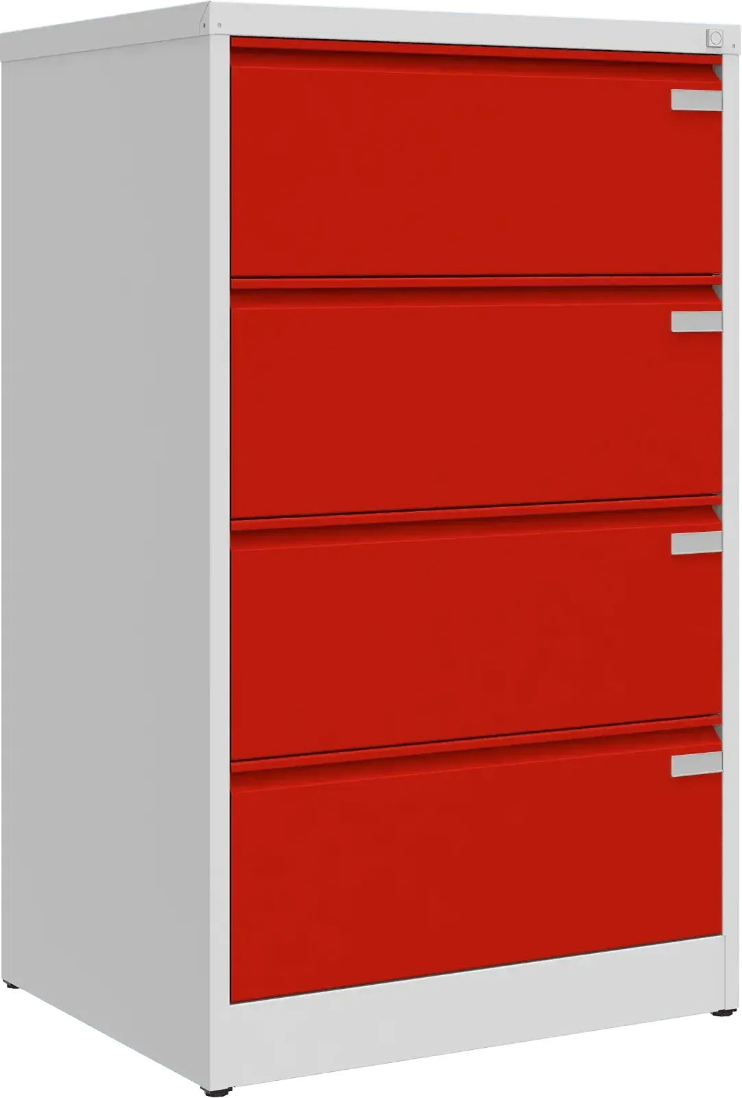 Metallist kartoteegikapp Archive, 1292x775x633 mm, A4-formaadile – helehall / punane