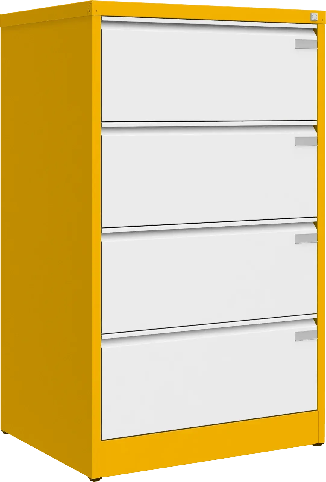 Metallist kartoteegikapp Archive, 1292x775x633 mm, A4-formaadile – kollane / valge