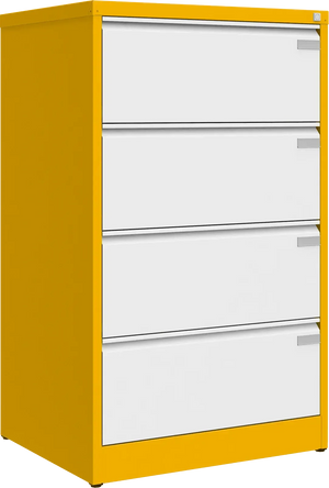 Metallist kartoteegikapp Archive, 1292x775x633 mm, A4-formaadile – kollane / valge