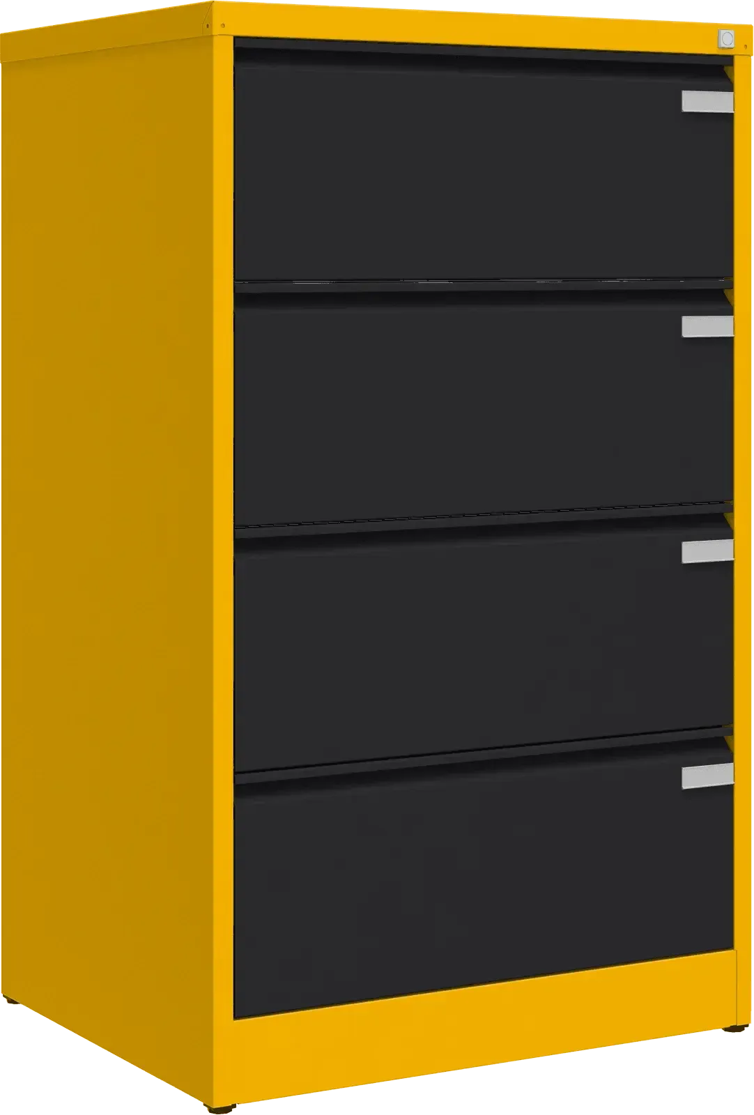 Metallist kartoteegikapp Archive, 1292x775x633 mm, A4-formaadile – kollane / must