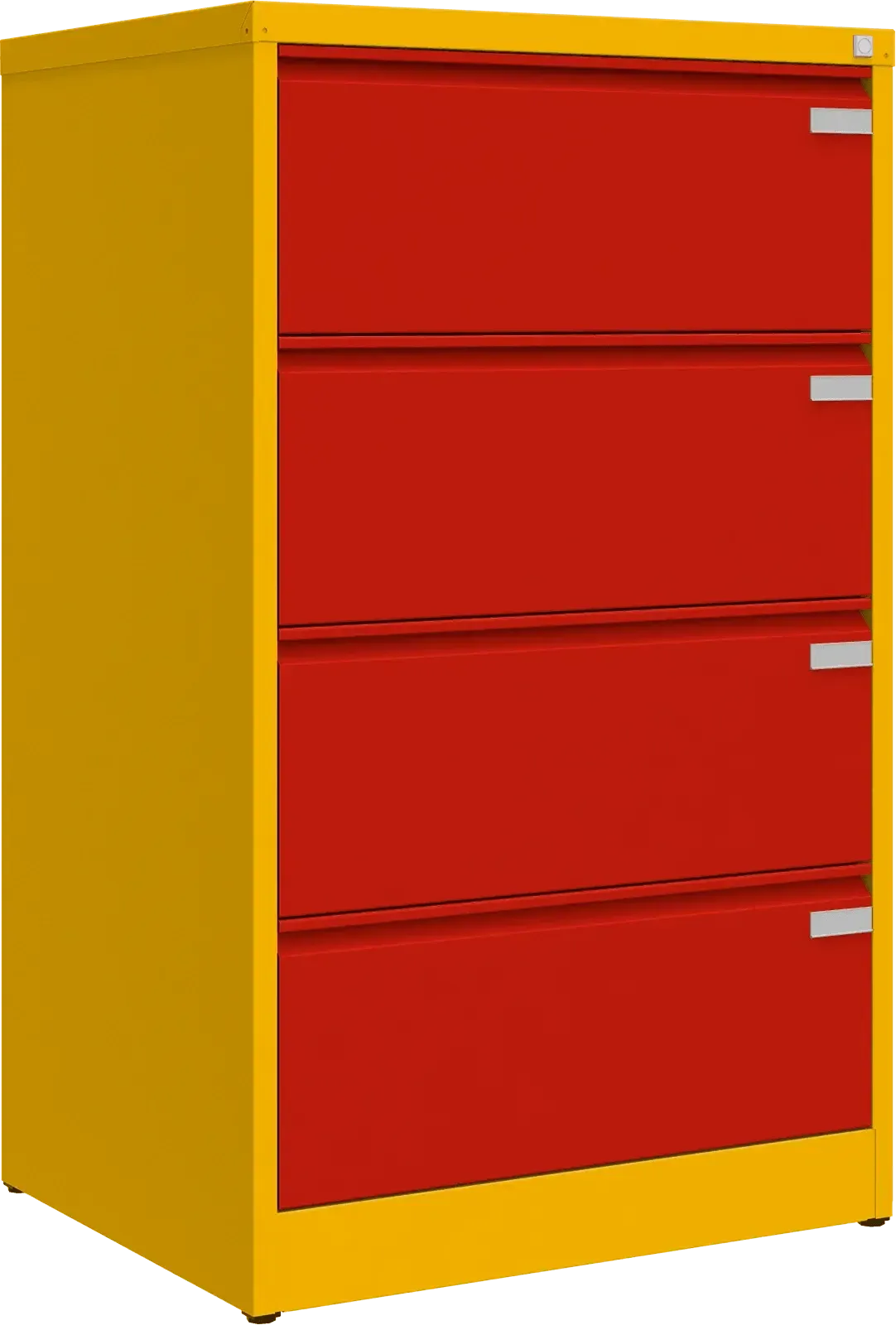 Metallist kartoteegikapp Archive, 1292x775x633 mm, A4-formaadile – kollane / punane