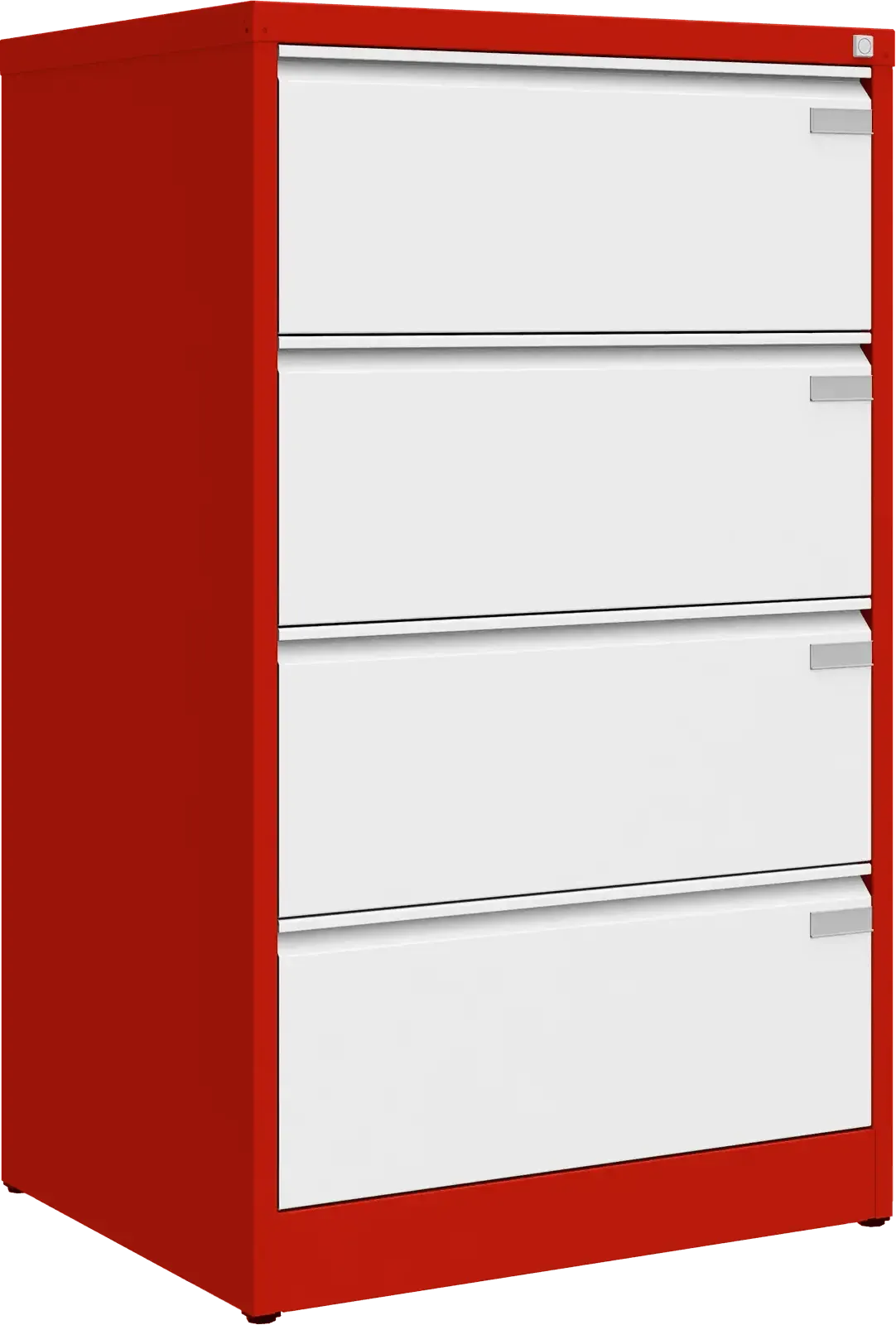 Metallist kartoteegikapp Archive, 1292x775x633 mm, A4-formaadile – punane / valge