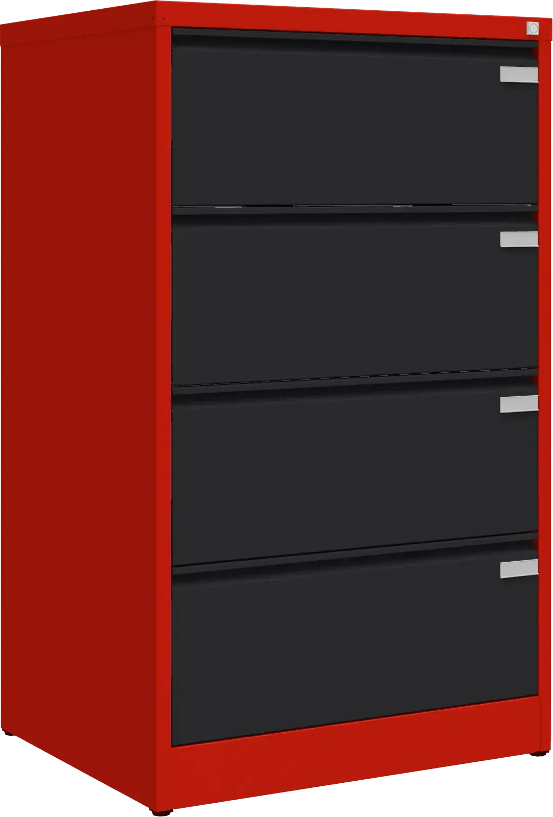 Metallist kartoteegikapp Archive, 1292x775x633 mm, A4-formaadile – punane / must