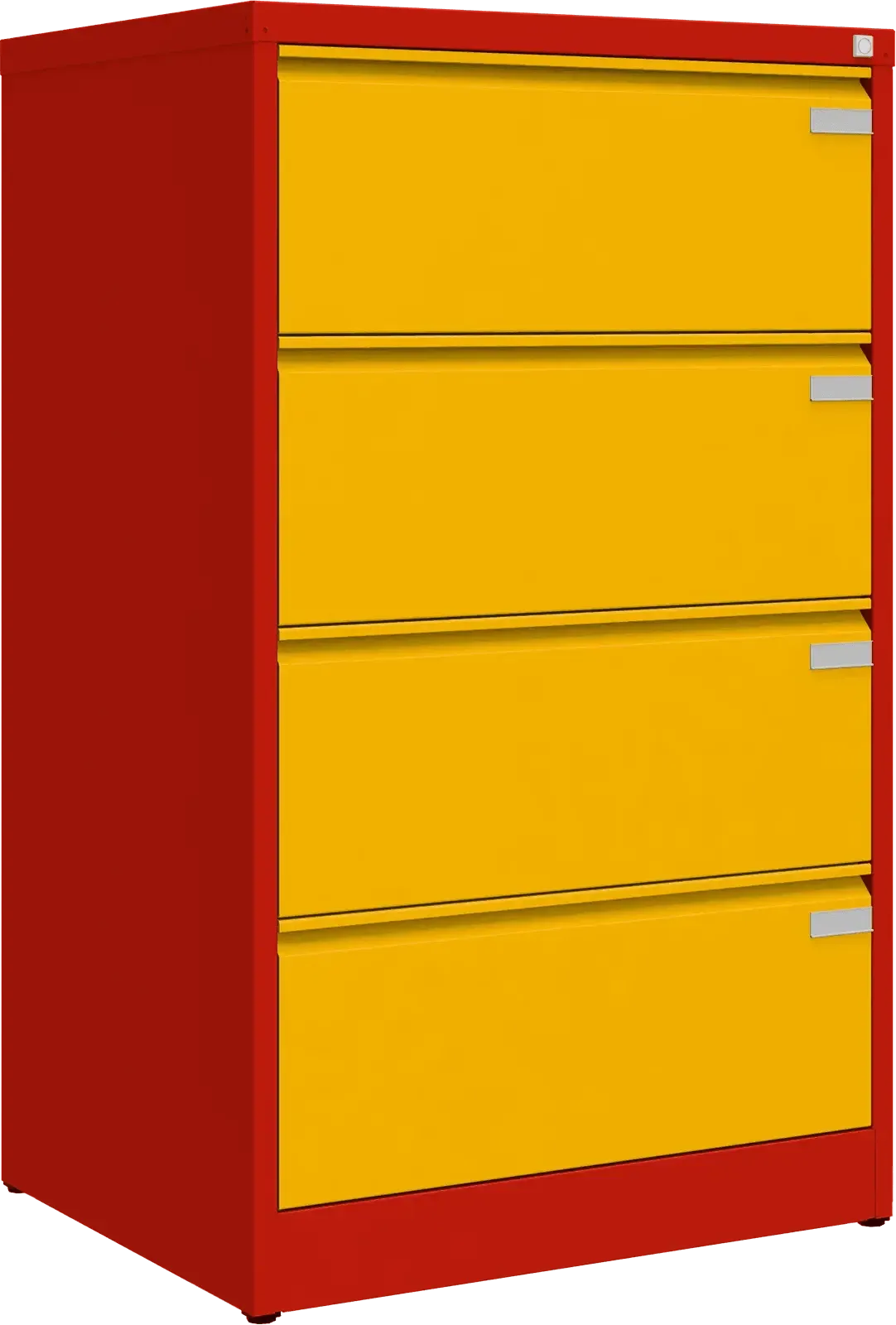 Metallist kartoteegikapp Archive, 1292x775x633 mm, A4-formaadile – punane / kollane