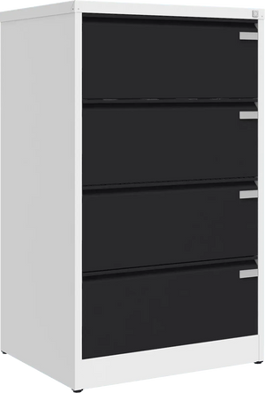 Metallist kartoteegikapp Archive, 1292x775x633 mm, A4-formaadile – valge / must