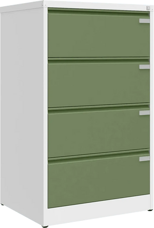 Metallist kartoteegikapp Archive, 1292x775x633 mm, A4-formaadile – valge / roheline