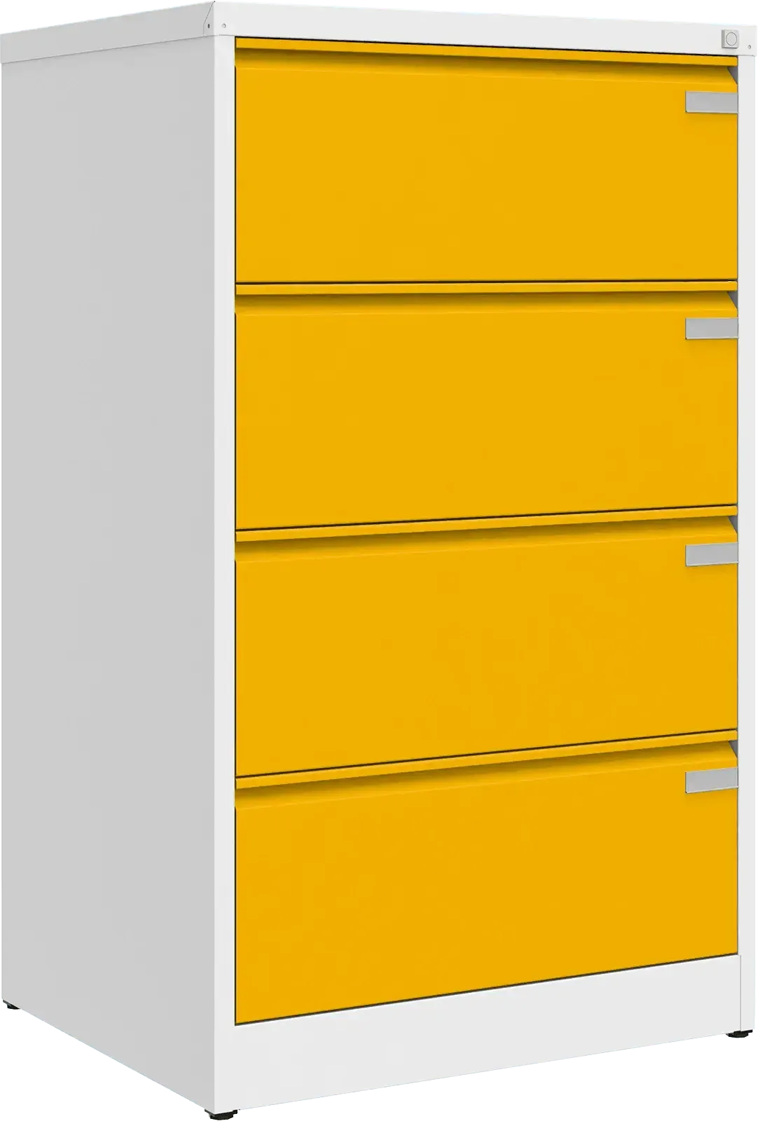 Metallist kartoteegikapp Archive, 1292x775x633 mm, A4-formaadile – valge / kollane