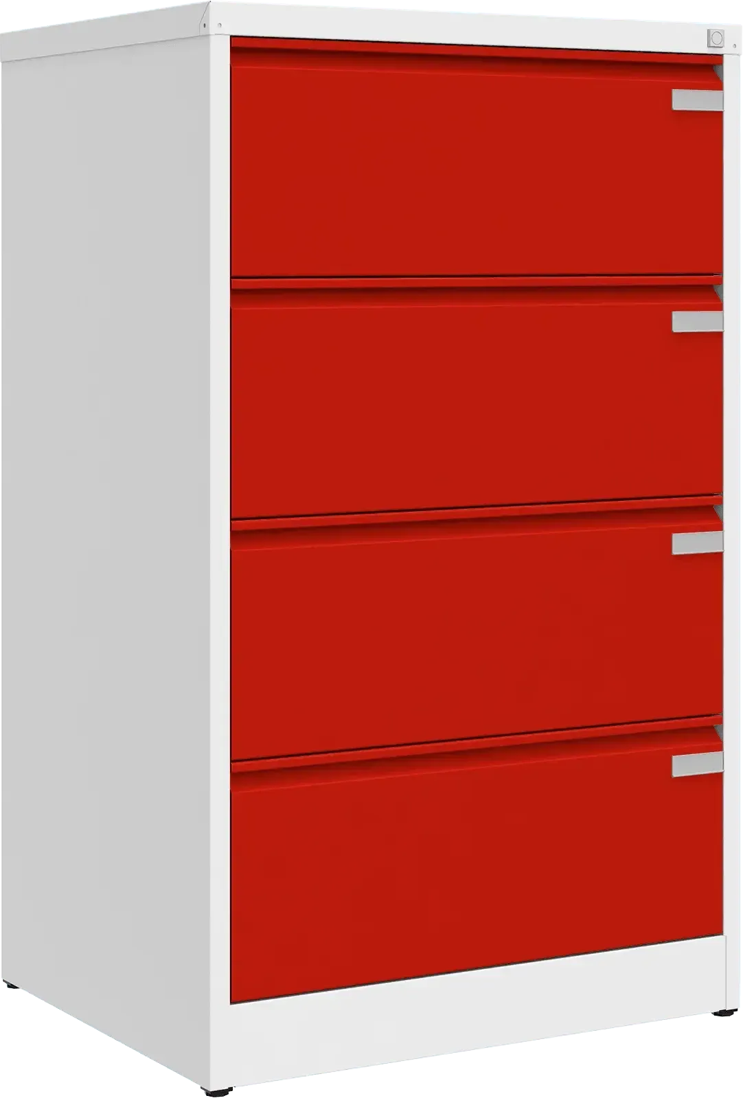 Metallist kartoteegikapp Archive, 1292x775x633 mm, A4-formaadile – valge / punane