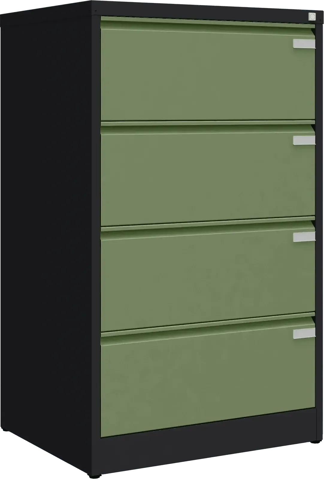 Metallist kartoteegikapp Archive, 1292x775x633 mm, A4-formaadile – must / roheline