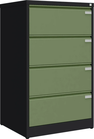 Metallist kartoteegikapp Archive, 1292x775x633 mm, A4-formaadile – must / roheline