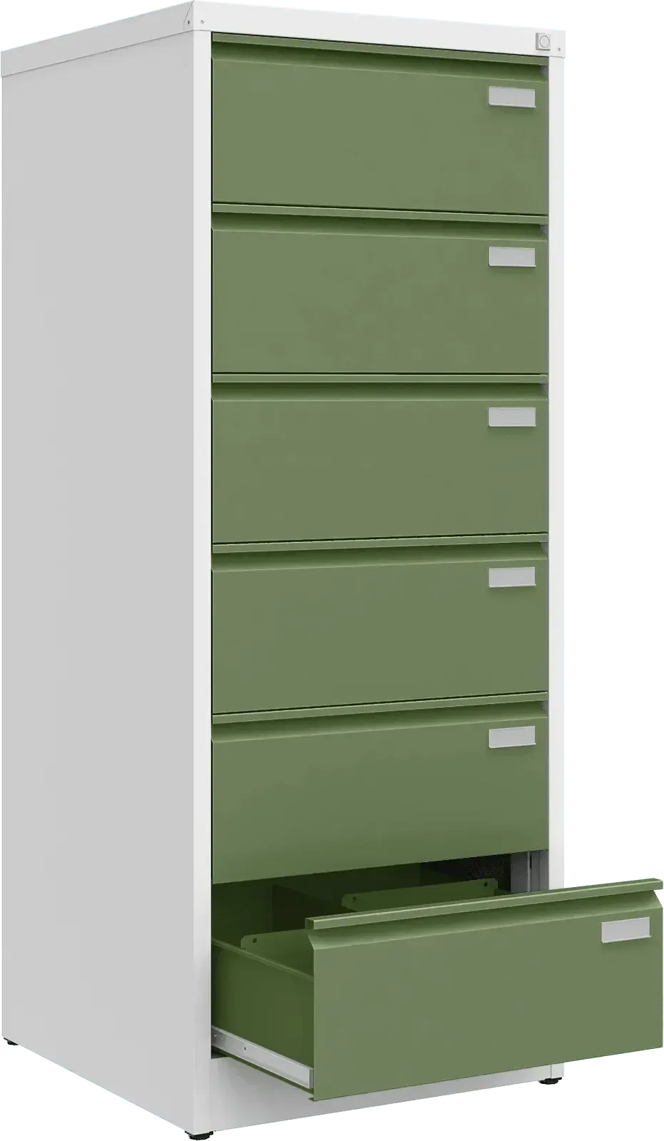 Metallist kartoteegikapp Archive, 1518x608x633 mm, B5-formaadile – valge / roheline
