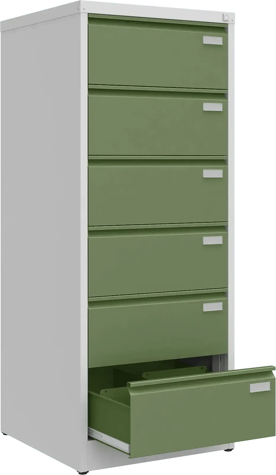 Metallist kartoteegikapp Archive, 1518x608x633 mm, B5-formaadile – helehall / roheline