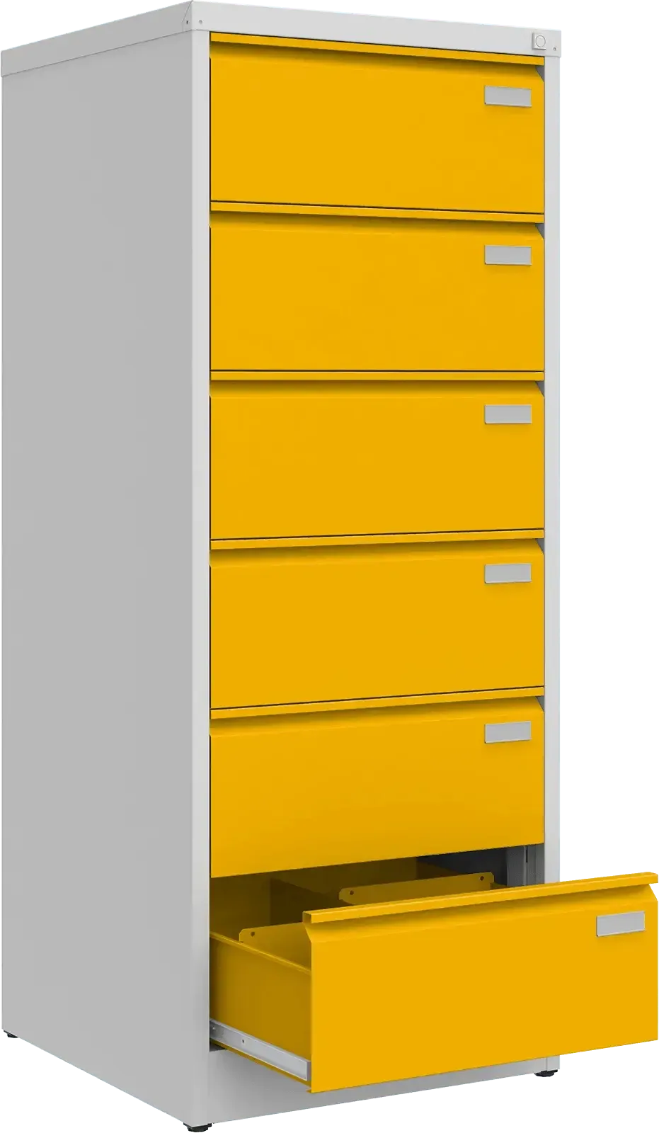 Metallist kartoteegikapp Archive, 1518x608x633 mm, B5-formaadile – helehall / kollane