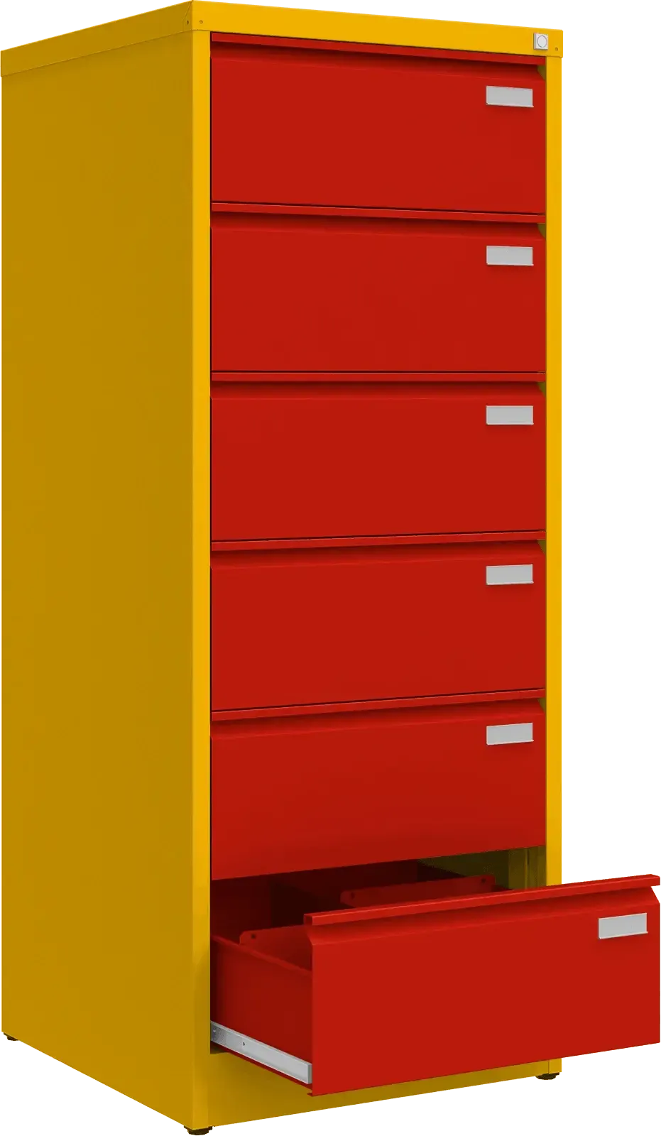 Metallist kartoteegikapp Archive, 1518x608x633 mm, B5-formaadile – kollane / punane