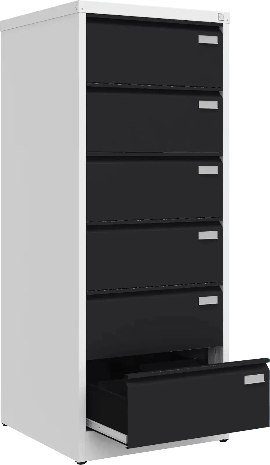 Metallist kartoteegikapp Archive, 1518x608x633 mm, B5-formaadile – valge / must