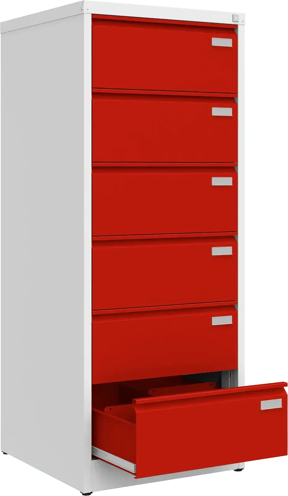 Metallist kartoteegikapp Archive, 1518x608x633 mm, B5-formaadile – valge / punane