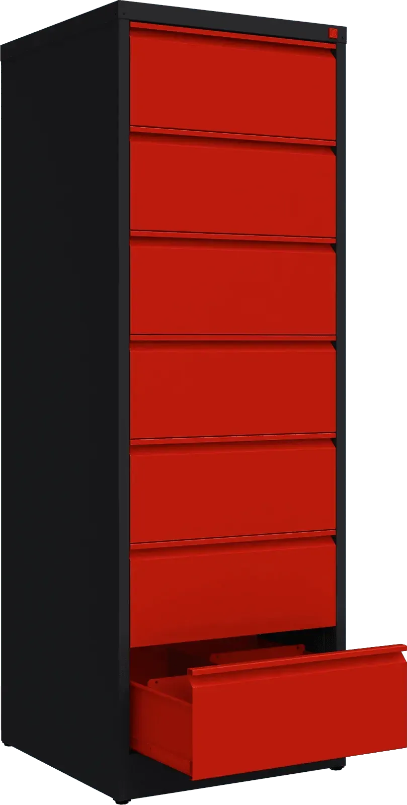 Metallist kartoteegikapp Archive, 1748x608x633 mm, B5-formaadile – must / punane