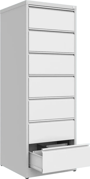Metallist kartoteegikapp Archive, 1748x608x633 mm, B5-formaadile – helehall / valge
